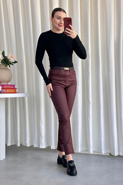 MaziButik Blugi acoperiți cu ceară Bordeaux