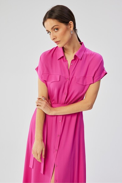 Stylove Viscose maxi dress with short sleeves and buttons