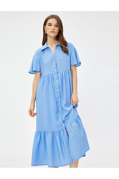 Koton Long Shirt Dress Short Sleeve Tiered