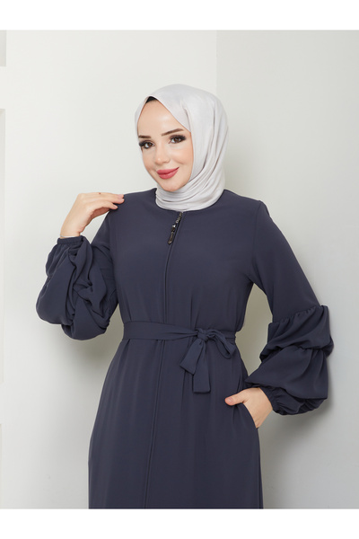 MODA ESRE FASHION ملابس الحجاب المدنية - أكمام بالون وتنورة برباط، حرير فيريس