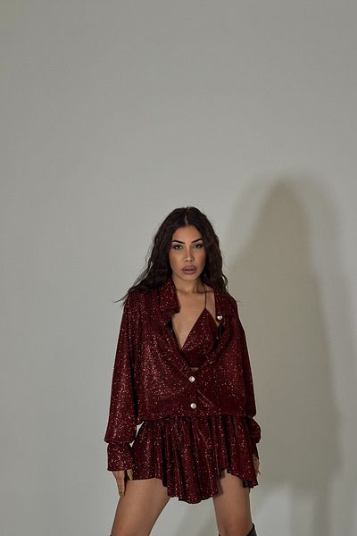 Gülşah Evecen Custom Design Silver Shirt Dress