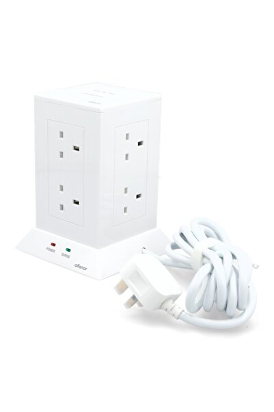 Alfanar 8-Socket 2-USB Durable Power Extension Tower 3m