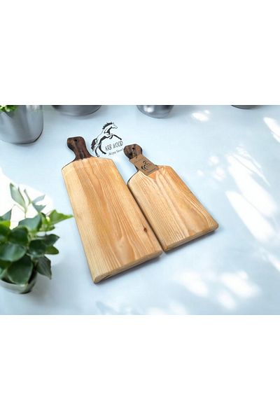 Krb Ahsap 2 Pieces of Decorative Wooden Presenter - Cutting and Chopping Board