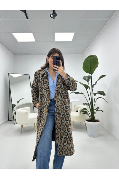 Zübeyde Sayın Palton cu imprimeu leopard