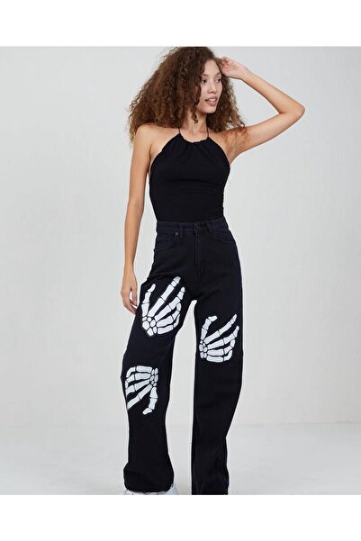 Asia PRETHODNO ŠTAMPANI BAGGY Široke nogavice FARMERKE