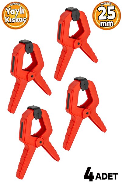 Badem10 Yaylı Kıskaç Mandal El Tip İşkence Kırmızı Klips Hobi 25 mm 1 inç 4 ADET