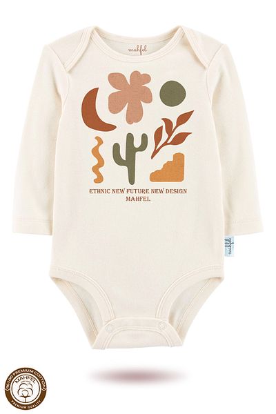 MAHFEL 2-Piece 100% Cotton Organic Printed Snap Fastener Baby Bodysuit