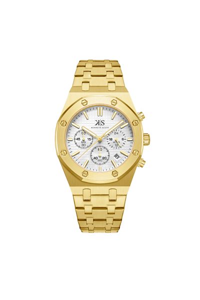 Kenneth Scott Men's Multi Function White Dial Watch - K24112-GBGW