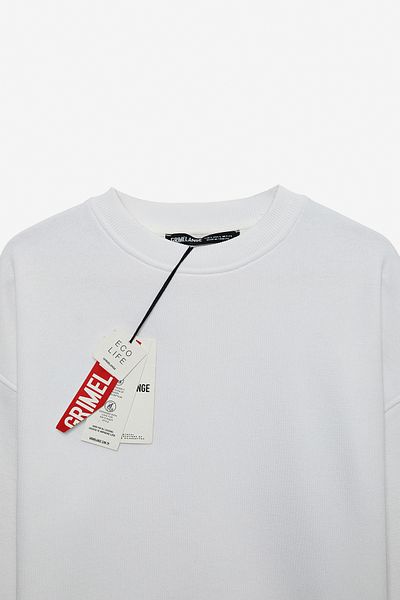 GRIMELANGE Mimi Women's Round Neck Regular White Sweatshirt