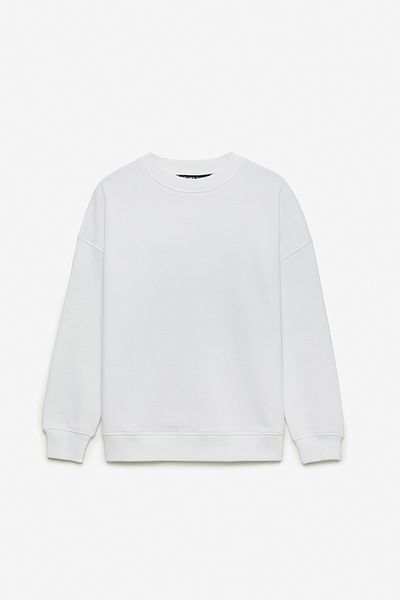 GRIMELANGE Mimi Women's Round Neck Regular White Sweatshirt