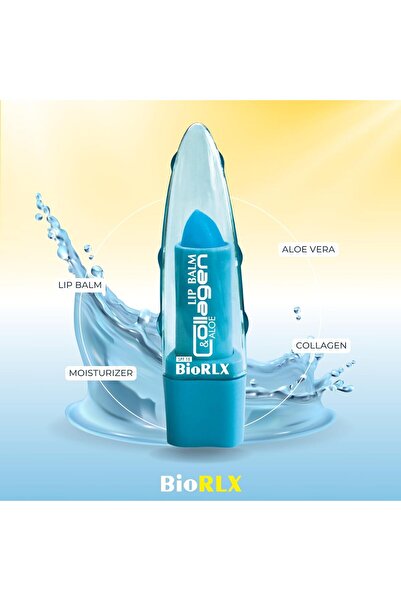 BioRLX Dudak Balmı Aloe Vera Kolajen Dolgun Görünümlü Korumalı Renksiz Dudak Bakım 3,5 G