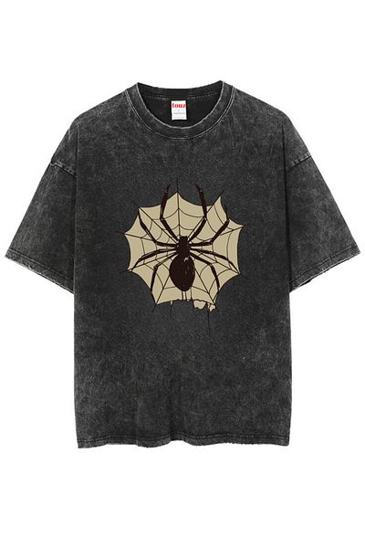 Touz Moda Πλενόμενο μπλουζάκι με στάμπα Spider Unisex Oversize Vintage