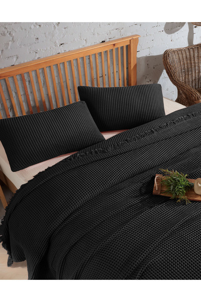 destinyhometex %100 Pamuk Waffle Çift Kişilik Yatak Örtüsü 230x250/2 Adet Yastık Kılıfı 50x70cm