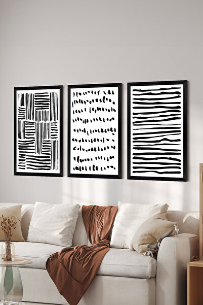 Artavessa طقم طاولة ملصقات MDF مكون من 3 قطع بإطار أسود - مجموعة 33
