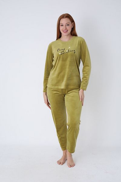 SENFONİ HOMEWEAR Set de pijamale cu detaliu text din catifea