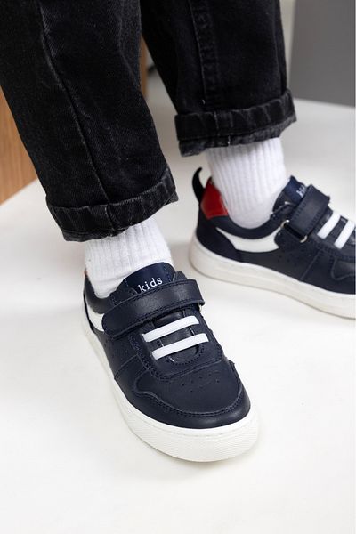 kids A more Sheldon Single Velcro Leather Boys' Shoes Navy Blue
