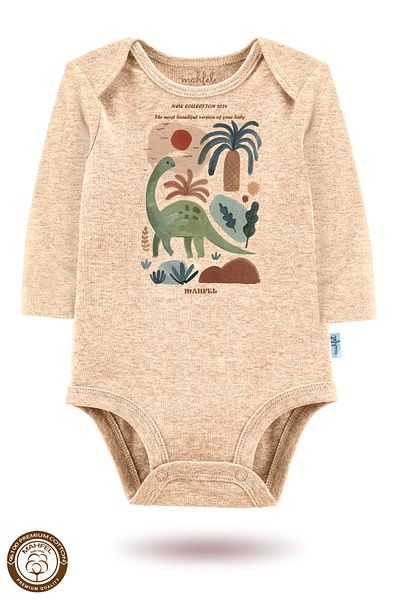 MAHFEL Organic Short Sleeve Printed Snap Fastener Baby Bodysuit