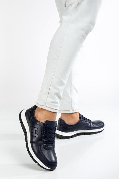 Dilimler Ayakkabı Ανδρικά παπούτσια Casual από γνήσιο δέρμα Navy Blue H Model Eva Sole