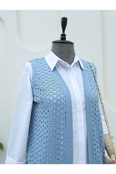 Modamorfo Vestă albastră ajurata