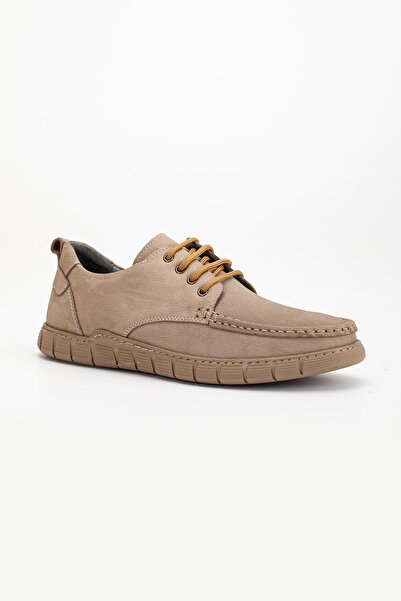 Dilimler Ayakkabı Ανδρικά παπούτσια casual - Nubuck από γνήσιο δέρμα, μπεζ σέλα, κοντό δέσιμο