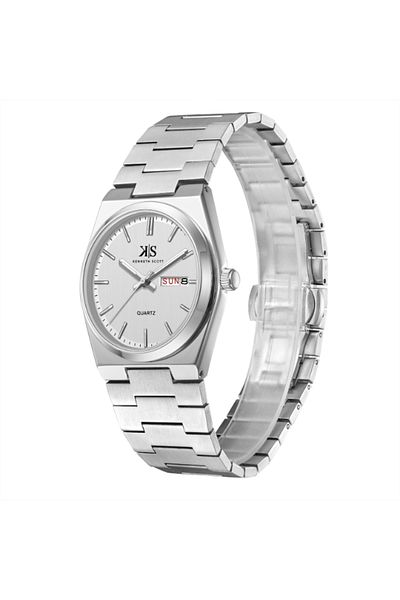 Kenneth Scott Men's Analog White Dial Watch - K24011-SBSW