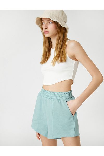 Koton Shorts with Elastic Waist Pocket Detail Ribbed Comfortable Cut