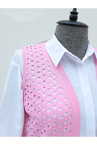 Modamorfo Pink Openwork Vest