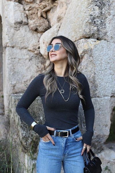bytugcekaya Μπλούζα με μανίκια από ανθρακί