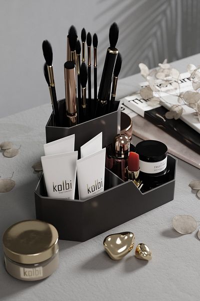 Fesya Home Black Triangle Makeup Organizer - Table Top Organizer