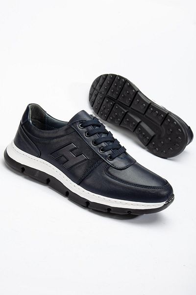 Dilimler Ayakkabı Ανδρικά παπούτσια Casual από γνήσιο δέρμα Navy Blue H Model Eva Sole