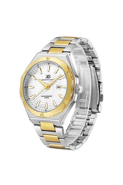 Kenneth Scott Men's Analog White Dial Watch - K23026-TBTW