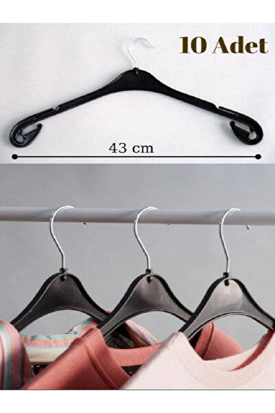 Genel Markalar 10'lu Plastik Elbise Askısı Geniş 47 Cm
