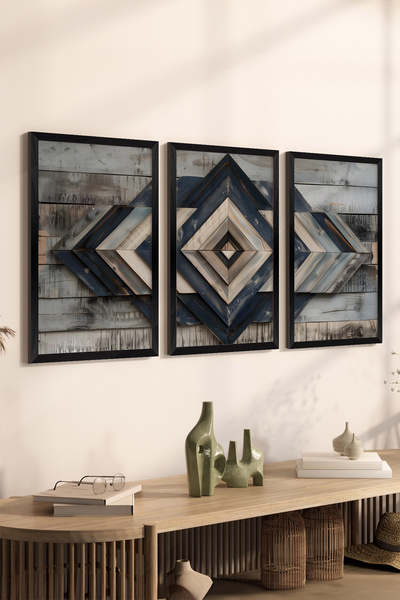 Artavessa Set de pictură poster MDF cu aspect de cadru negru din 3 piese - Setul 6