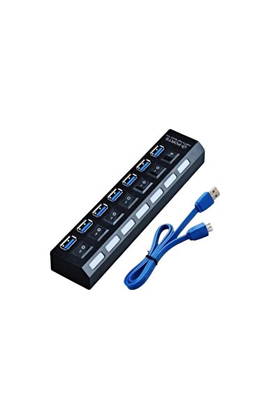 Temiz Pazar 7 Port Usb 3.0 2.0 Hub Anahtarlı Çoklayıcı Çoğaltıcı Switch
