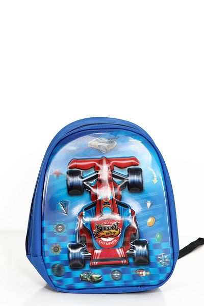 kabkabi Rucsac pentru grădiniță pentru băieți cu cărucior albastru Formula1