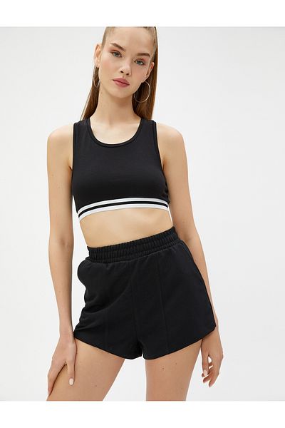 Koton Shorts with Elastic Waist Pocket Detail Ribbed Comfortable Cut