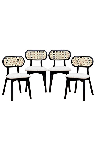 Woodenbend Troy Siyah Ahşap Siyah Natural Hazeranlı Sandalye 4 Adet – Modern ...