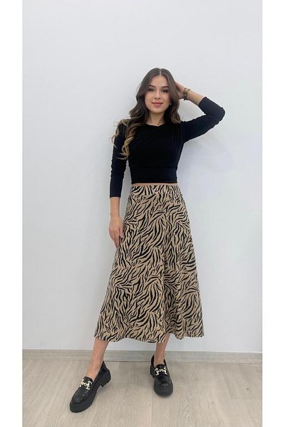 MODA FUSTA CU CÂNTĂRĂ TEXTURĂ DE PIELE DE CĂPĂTĂ ELASTICĂ LA TALIE