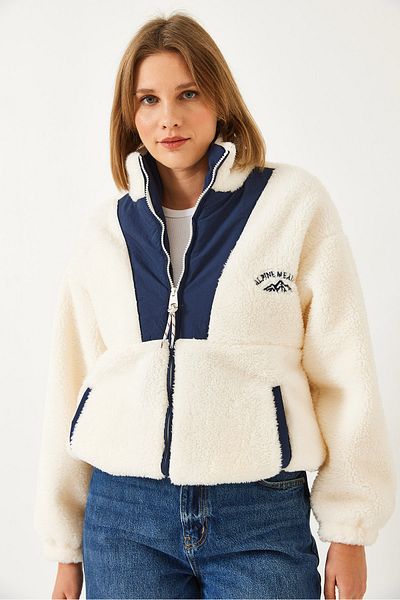 Bianco Lucci Damen-Plüschmantel mit Reißverschluss 5194 60351245