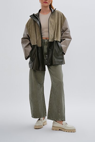 Valmenti Kadın Hakiki Deri Yeşil Mont