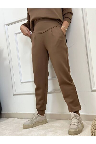 TLG TLG GİYİM Γυναικείο παντελόνι με ψηλόμεσο σχέδιο Scuba