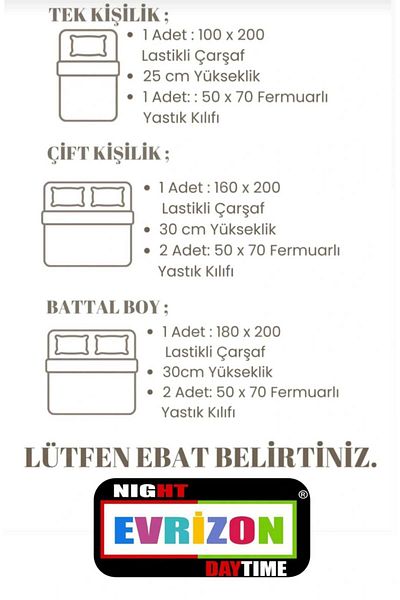 EVRİZON Cotton Double Elastic Sheet Set