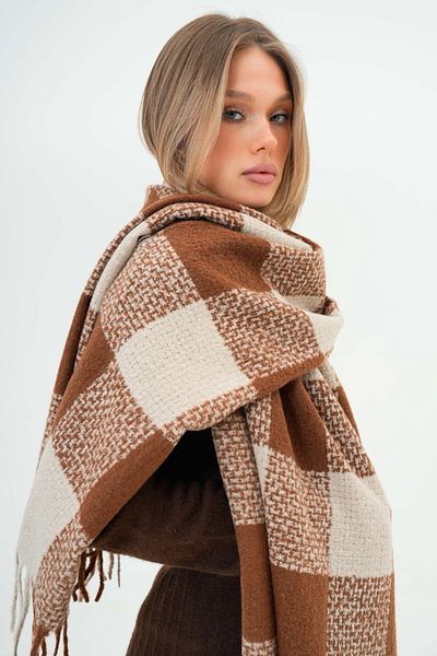 SOFT AKSESUAR Seyli̇ Square Pattern Wool Blended Scarf