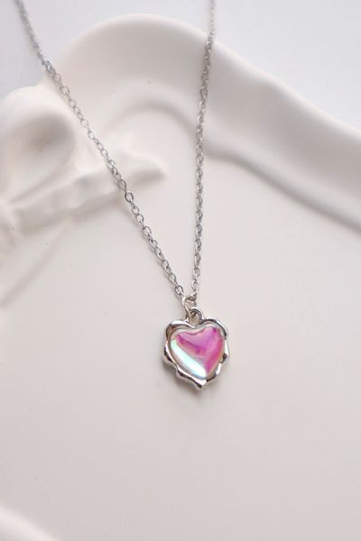 EFBUTİK Cat Eye Holographic Imported Necklace with Silver Color Chain