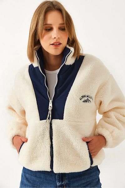 Bianco Lucci Damen-Plüschmantel mit Reißverschluss 5194 60351245