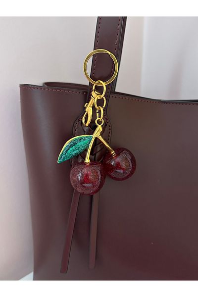 YENGEÇ Green Cherry Bag - Leaf Detailed Charm