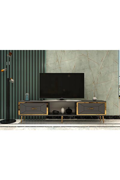 DEMONTE DECOR ARNODD TV SEHPASI ANTRASİT-ALTIN