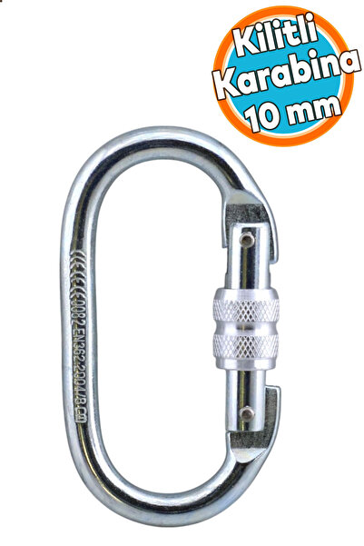 NZB Oval Kilitli Karabina 10 mm Kanca Paslanmaz Çelik Kilit Tırmanma Kamp Eki...