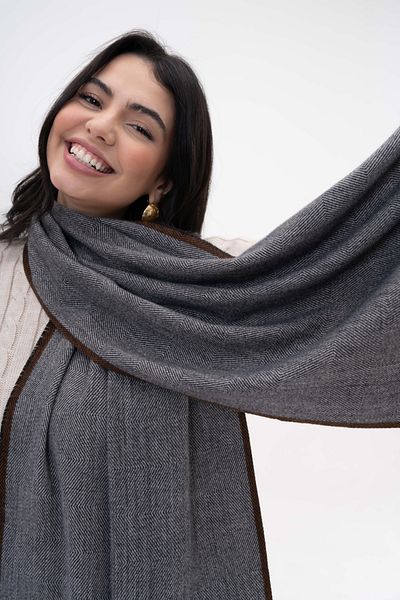 SOFT AKSESUAR Roy Herringbone Wool Blended Scarf