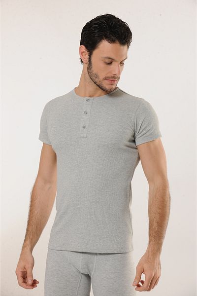 MODA Soft Textured Cotton Gray Button Detailed Lapel Tank Top
